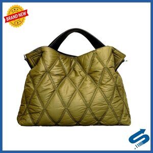 Quilted Puffer Tote Bag with Adjustable Crossbody Strap, Lightweight Nylon